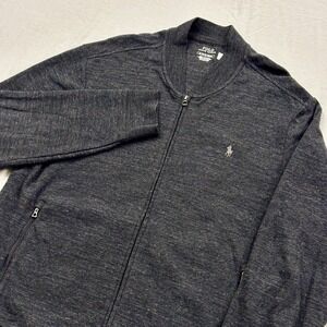 Polo Ralph Lauren Luxury Jersey Baseball Bomber Jacket Men's XL Gray Soft